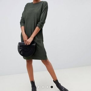 Asos Olive Green Ripple Sweater Dress